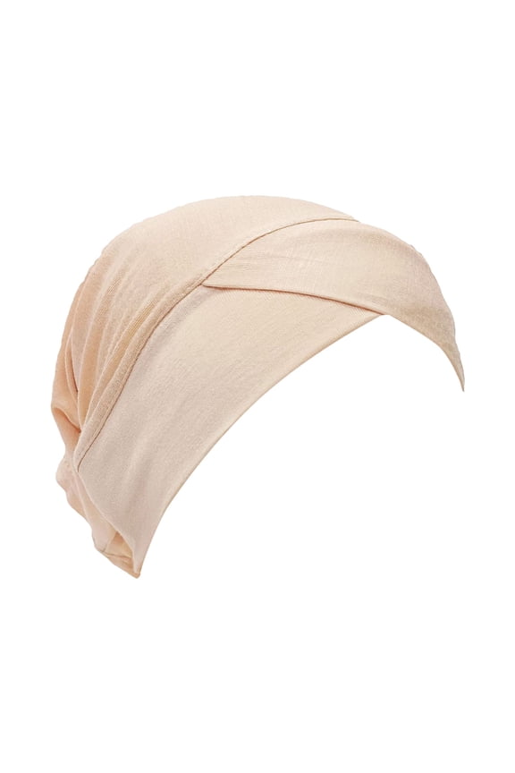 Turbans For Women Casual Multicolor Forehead Cap Solid Color Hijab Muslim Base Cap Beige