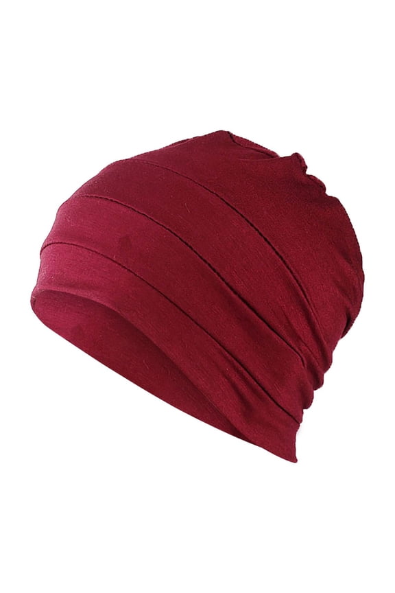 Turbans For Women Solid Cotton Pullover Head Hat Sleeping Hat Chemotherapy Hat Bottom Hat Muslim Hat Red