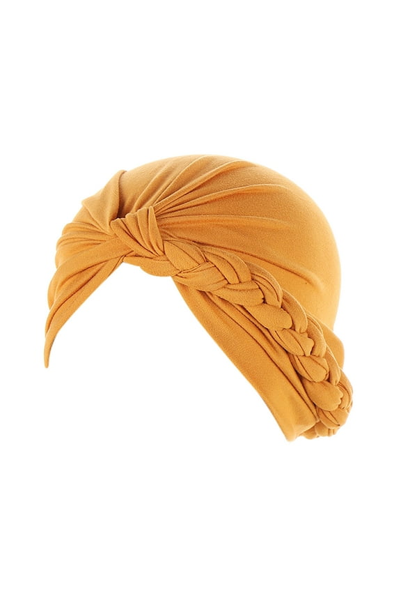 Turbans For Women Head Hat Cap Ethnic Bohemian Cover Wrap Turban Ladies Multicolor Side Braid Hijab Hat Solid Color Baotou Muslim Hat Multicolor