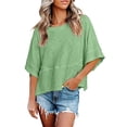 thumbnail image 1 of XDIAHBPL Womens Tops T Shirts For Women Casual Fashion Green Summer Crewneck Batwing Half Sleeve Tee Loose Basic, 1 of 6