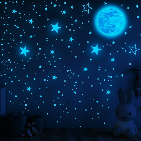 XDMTWLKJ Glowing Starry Moon Glow-in-the-Dark Wall Stickers for Bedroom, 1049 Pack