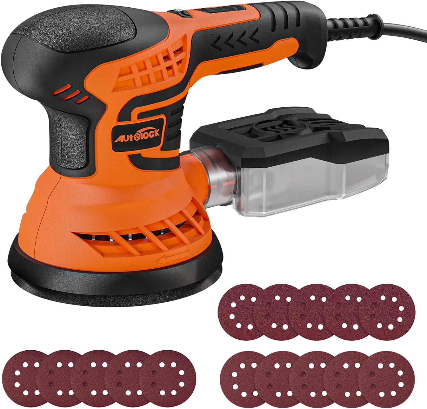 XDOVET 5-Inch Orbital Sander, 350W Powerful Orbital Sanders, 7 Variable Speed 6000-13000RPM Electric Palm Sander with Dust Collector for Sanding and Polishing