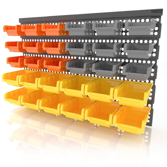 XDOVET Garage Organizer Bins, 30PC Wall Mount Storage Small Parts Bins With Peg Board And Install Screws, Store Your Nuts, Bolts, Screws, Nails, Beads