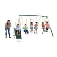 thumbnail image 1 of XDP Recreation Central Park Metal Swing Set with 2 Swing Seats, Trapeze Bar, Fun Glider for 2, & Wave Slide, 1 of 6