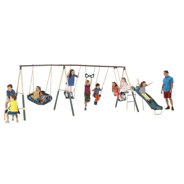 XDP Recreation Deerfield Metal Swing Set with Super Disc Swing, 6ft