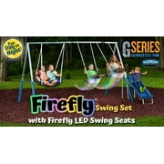 XDP Recreation Firefly Metal Frame Swing Set with 2 Firefly™-LED Swing Seats, Super Disc Swing, & Wave Slide