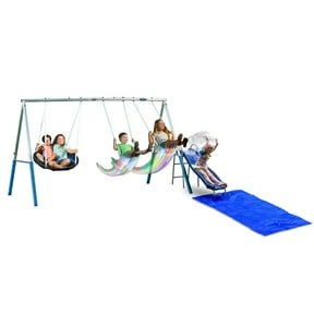 XDP Recreation Firefly Water Park Swing Set with Slide and Tarp, Disc Swing, and 2 Swings
