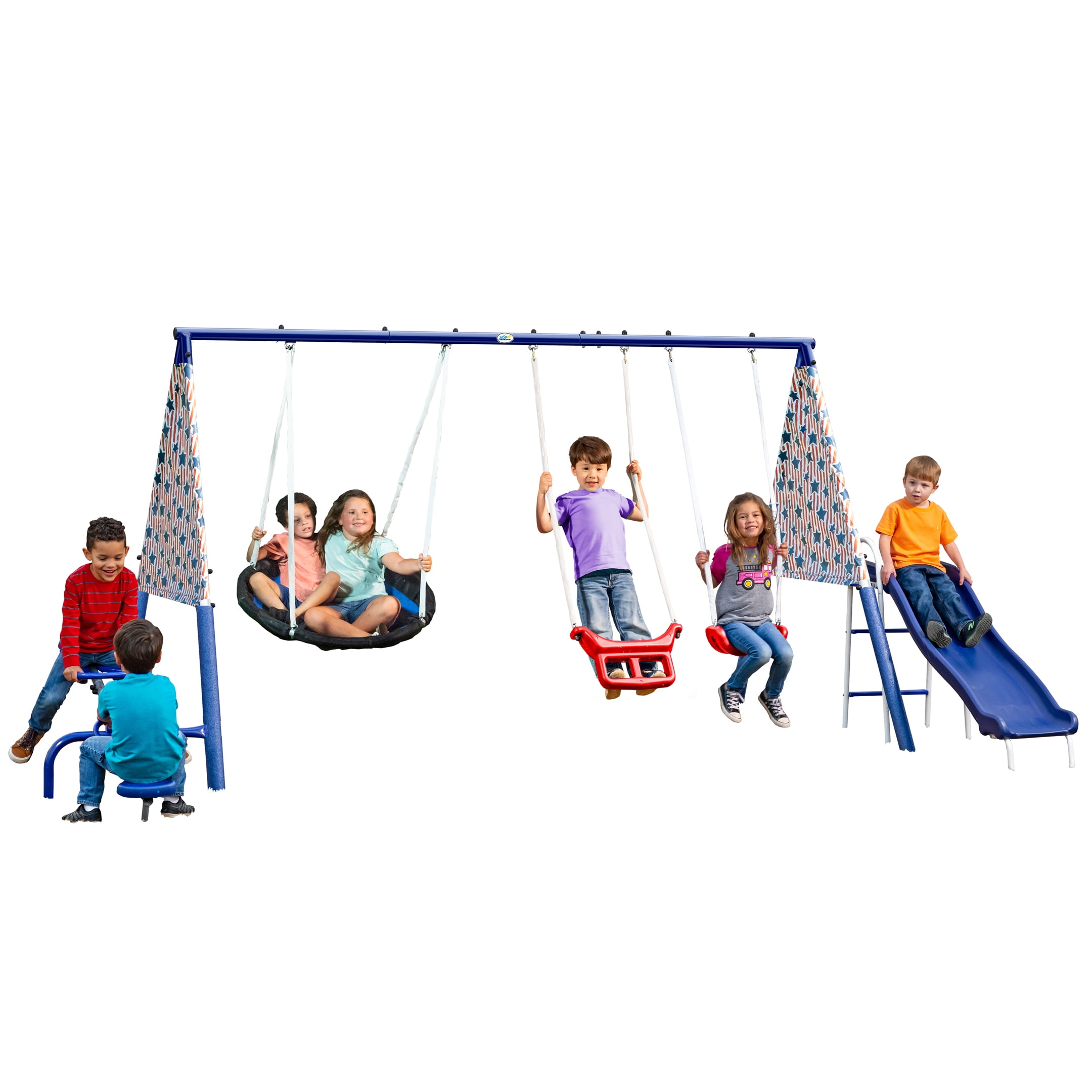 XDP Recreation Freedom Fun Metal Swing Set with Saucer Swing, See