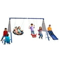 XDP Recreation Freedom Fun Metal Swing Set with Super Disc Saucer Swing, Swing, SeeSaw, Slide