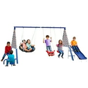 XDP Recreation Freedom Fun Metal Swing Set with Super Disc Saucer Swing, Swing, See-Saw, and Slide