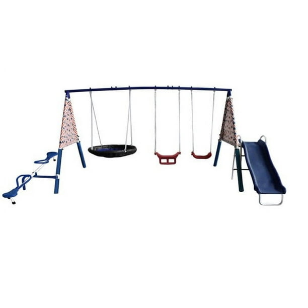 XDP Recreation Freedom Fun Metal Swing Set with Super Disc Saucer Swing
