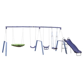 XDP Recreation Surf N Swing Set with Wave Slide, Super Disc Swing, Swing Seat, Stand R Swing, & Surf N Board Swing