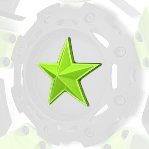 Green XD Series Center Star Emblems For All Rockstar Wheels-Pack of 5
