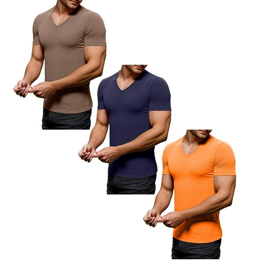 XDZJLR 3 Pack Men'S Casual Shirts,Men'S V Neck T Shirt Casual Comfortable Breathable Soft Basic Tee For Daily Wear Home Outdoor Hiking Spring Tops,Xl