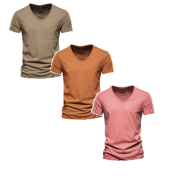 XDZJLR 3 Pack Men Tshirt,Mens Fashion Casual Solid Color Cotton V Neck Short Sleeve T Shirt Tops,Xxxxl