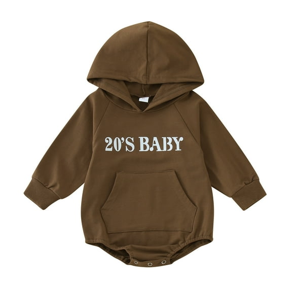 XDZJLR Baby Boy Fall Outfits Babys Winter Long Sleeve Hoodie Bodysuit Clothes Solid Colour 20âS Babys Onesie Brown 6-12 Months