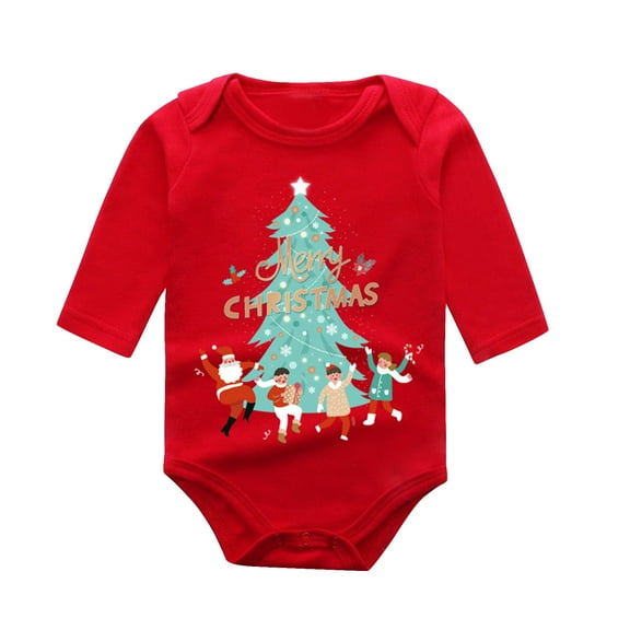 XDZJLR Baby Boy Girl Christmas Outfit Romper Xmas Letter Cute Cartoon Long Sleeve Xmas Clothes 3-6 Months