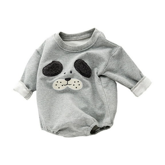 XDZJLR Baby Boy Girl Outfits Clothes Cartoon Round Neck Thick Hoodie Jumpsuit Ha Yi Crawling Suit Grey 0-3 Months