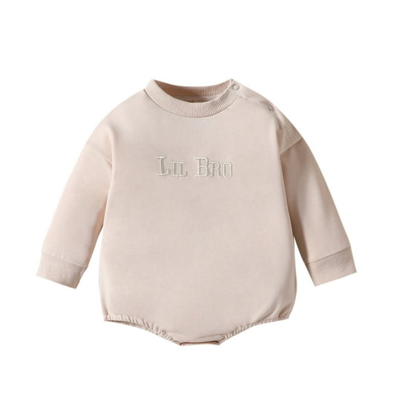 XDZJLR Baby Boy Girl Outfits Long Sleeve Letter Embroider Pullover Sweatshirt Bodysuits Beige 3-6 Months