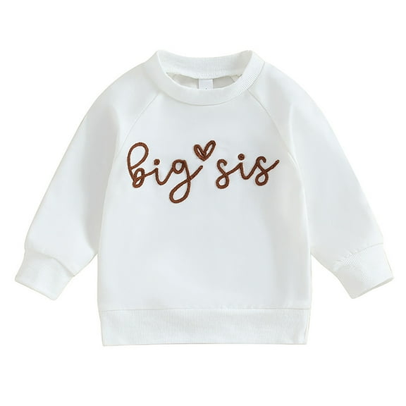 XDZJLR Baby Boy Girl Outfits Toddler Clothes Long Sleeve Pullover Sweatshirt Fall Winter Cute Sister Matching Outfits White 12-18 Months