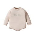 thumbnail image 1 of XDZJLR Baby Boy Girl Romper Long Sleeve Letter Embroider Pullover Sweatshirt Bodysuits Beige 6-12 Months, 1 of 6