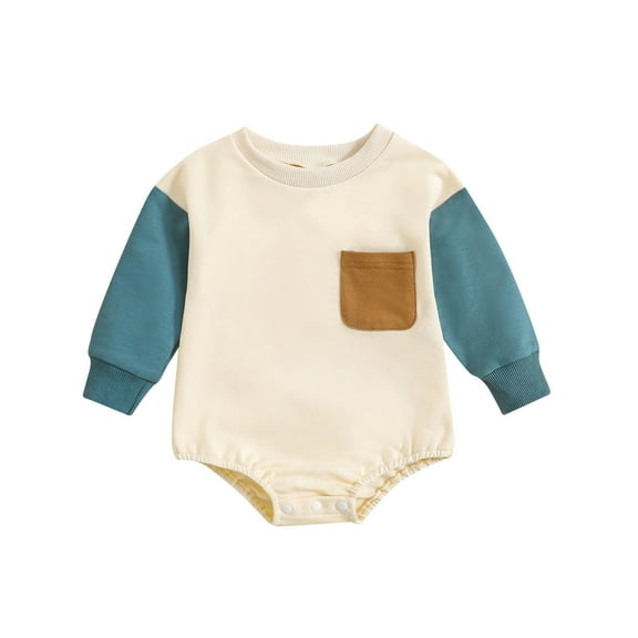 XDZJLR Baby Boy Girl Romper Long Sleeve Kids Fall Winter Clothes Light Blue 6-12 Months