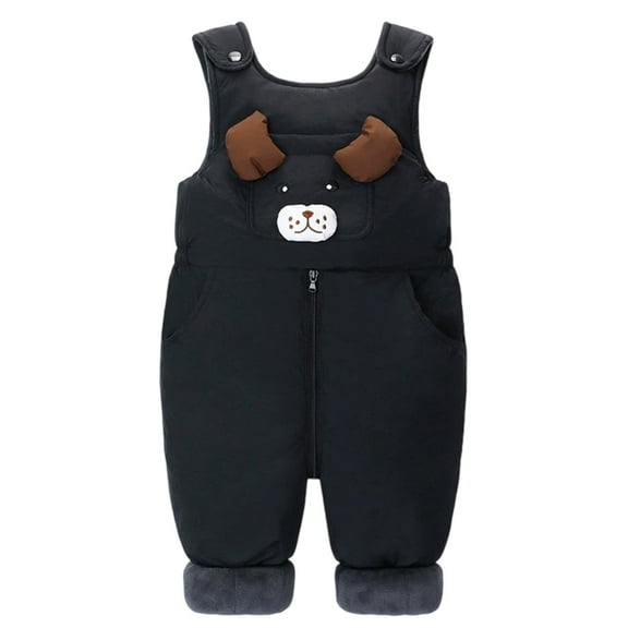 XDZJLR Baby Boys Girls Snowsuit Lined Overalls Soft Warm Romper Jumpsuit With Easy Open Design Toddlers Comfortable Playwear Coat Black 2-3 Years