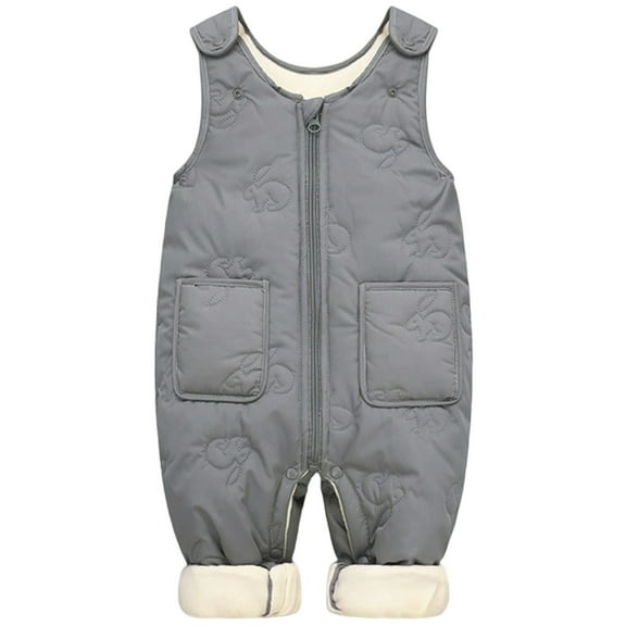 XDZJLR Baby Boys Girls Snowsuit Lined Overalls Soft Warm Romper Jumpsuit With Easy Snap Opening Toddler Outdoor Winter Coat Grey 18-24 Months