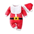 thumbnail image 1 of XDZJLR Baby Flannel Christmas Pajamas Boys Girls Xmas Romper Jumpsuit With Hat Winter Warm Lined Outfit Toddler Holiday Family Party Nightwear 12-18 Months, 1 of 9
