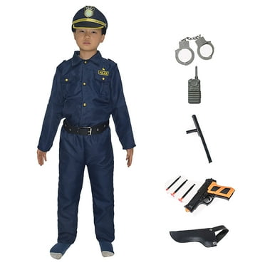 XDZJLR Baby Gilrs Outfits Officer for Kids Child Cop Dress Up Birthday Party Tops+Pants+Hat+Toys 5Pcs Sets 4-6 Years
