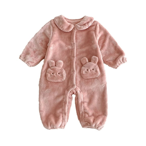 XDZJLR Baby Girls Boys Jumpsuits Girls Rompers Long Sleeve Outwear Warm Winter Set Nightwear Sleepwear Pjs Pink 3-6 Months