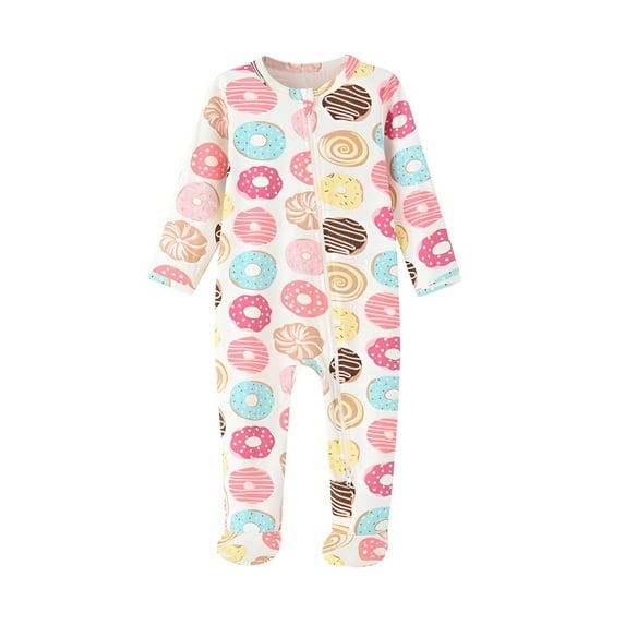 XDZJLR Baby Pajamas Bodysuits Winter Long Sleeve Zip Up Footed Soft Warm Toddler 1 12 Months Comfortable Stretchy Outfit Pjs Sleepwear Pink 3-6 Months
