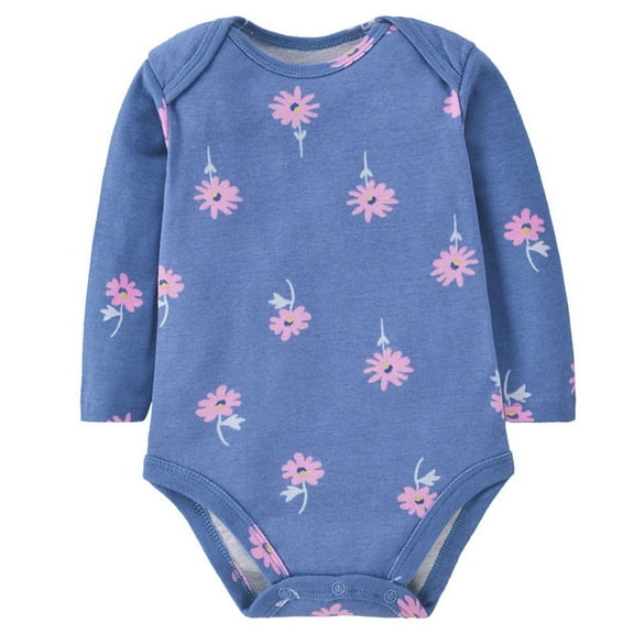 XDZJLR Baby Pajamas Cotton Long Sleeve Bodysuit Cute Print Infant Toddler 6-24 Months Soft Comfortable Everyday Wear Onesie Blue 12-15 Months