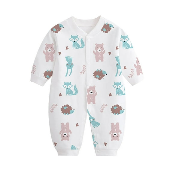 XDZJLR Baby Sleepwear Newborn Infant Cotton Print Jumpsuit Playsuits Onesies Light Blue 9-12 Months