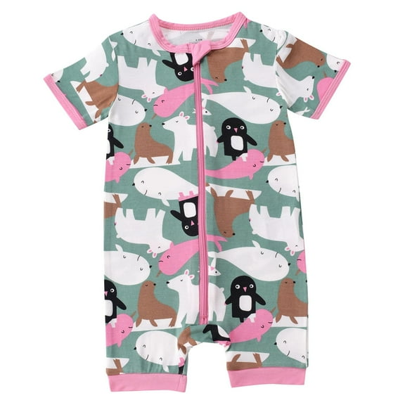 XDZJLR Bamboo Baby Pajamas Bodysuits Long Sleeve Zip Up Soft Comfortable Casual Jumpsuit Toddlers Daily Boy Girl Outfits Romper Pink 3-6 Months