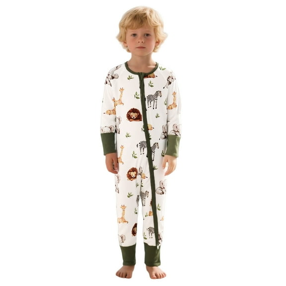 XDZJLR Bamboo Baby Pajamas Bodysuits Watercolor Animal Print Soft Round Neck Casual Infants 0-9 Months Loungewear Pj'S White 0-1 M