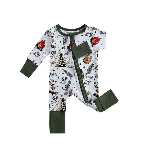 XDZJLR Bamboo Baby Pajamas Jumpsuit Comfortable Stylish Bodysuit Ideal Everyday Wear Sleeping 0-24 Months Boy Girl Romper Outfit Army Green 6-12 Months
