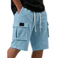 thumbnail image 1 of XDZJLR Big And Tall Men Shorts Cargo Casual Summer Waffle Knit Shorts With Solid Color With Pockets And Drawstring Hiking Shorts Sky Blue Xl, 1 of 3