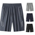 thumbnail image 1 of XDZJLR Big And Tall Gym Shorts Men Cooling Ice Silk Sport Lightweight Breathable With Pockets Zip Elastic Waist Drawstring Shorts Fitness Training Outdoor Trousers Dark Gray L, 1 of 5