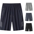 thumbnail image 1 of XDZJLR Big And Tall Mens Shorts Cooling Ice Silk Sport Lightweight Breathable With Pockets Zip Elastic Waist Drawstring Shorts Fitness Training Outdoor Trousers Dark Blue 6Xl, 1 of 5