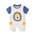 thumbnail image 1 of XDZJLR Boys Girls Onesie Pajamas Cotton Newborn Infant Children Print Short Sleeve Jumpsuit Clothes Romper Blue 0-3 Months, 1 of 4