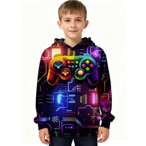 XDZJLR Boys Hoodies Graphic Print Pullover Casual Crewneck Sweatshirt Soft Comfortable Daily Top Kids Youth Children Play Outfit School Loungewear Boy Hoodie Dark Purple 4-5 Years