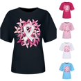 thumbnail image 1 of XDZJLR Cancer Awareness Women T Shirt Ladies Pink Ribbon Graphic Round Neck Short Sleeve T Shirt Tops T-Shirts Black Xl, 1 of 4