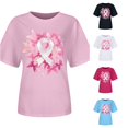 thumbnail image 1 of XDZJLR Breast Cancer Gifts T Shirts For Women Ladies Pink Ribbon Graphic Round Neck Short Sleeve T Shirt Tops Tshirts L, 1 of 4