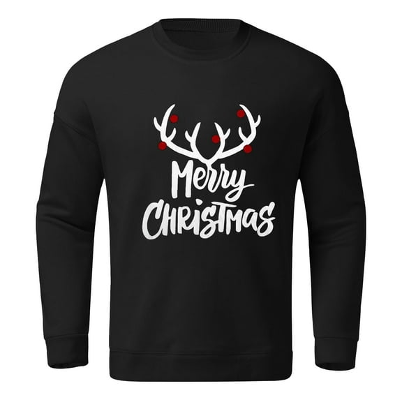 XDZJLR Christmas Crewneck Sweatshirt Men Autumn Winter Tops Xmas Graphic Vacation Themed Part Printing Hoodless Long Sleeve Pullover Mens Sweatshirt Black L
