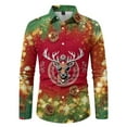 thumbnail image 1 of XDZJLR Christmas Shirts For Men Xmas Casual Business Loose Comfortable Long Sleeved Shirt Xmas Reindeer Blouse Gold Xxxl, 1 of 2