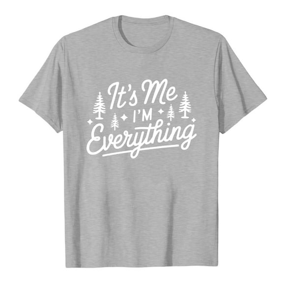 XDZJLR Christmas Shirts Women Couple Letter Print Short Sleeve Round Neck Print T Shirt Top Women Grey Xxl