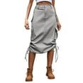 thumbnail image 1 of XDZJLR Denim Skirts For Women Jean Skirt Trendy Tie Work Dress Casual Mid Length Skirt Grey S-2Xl, 1 of 6