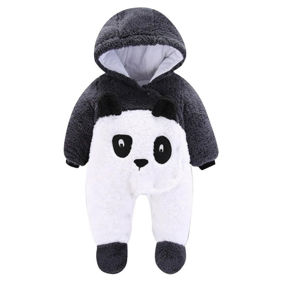 XDZJLR Fleece Baby Pajamas Autumn Winter Thickened Warm Fuzzy Out Wear Clothes Cotton Winter Clothes Children'S Crawling Clothes White 0-2 Months