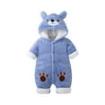 thumbnail image 1 of XDZJLR Fleece Baby Pajamas Winter Outfit Warm Bodysuit With Bear Design Cozy Romper Infant Toddler Cold Weather Wear Blue 3-6 Months, 1 of 3